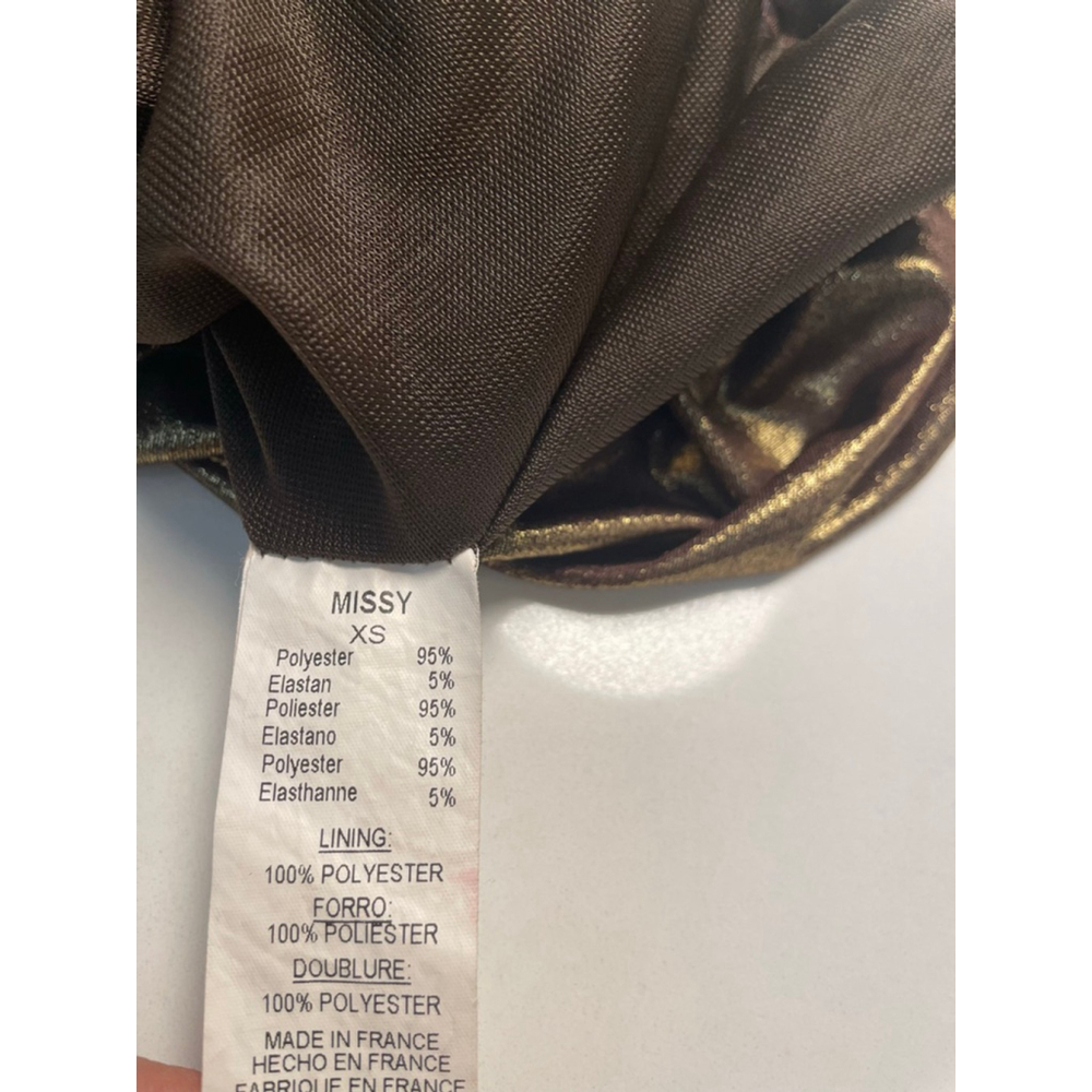 BEBE VTG Y2K Gold Metallic Babydoll Mini Bubble Dress XS Part Going Out Club - Picture 10 of 10